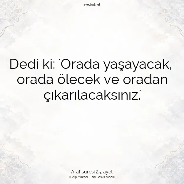 Ayetbul | Kuran Mealleri | Quran | Araf suresi 25. ayet