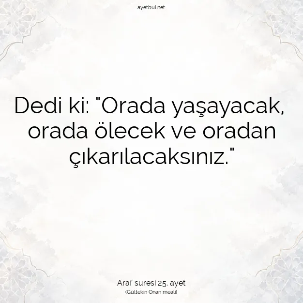 Ayetbul | Kuran Mealleri | Quran | Araf suresi 25. ayet