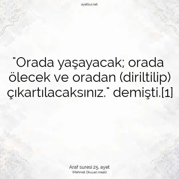 Ayetbul | Kuran Mealleri | Quran | Araf suresi 25. ayet