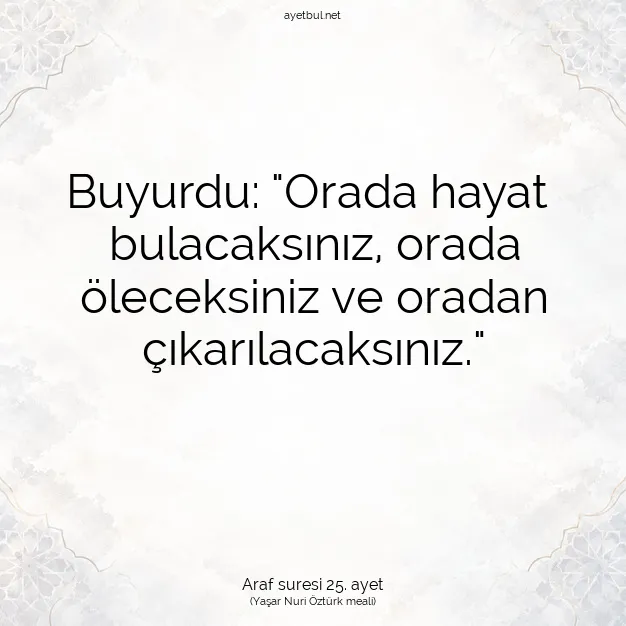 Ayetbul | Kuran Mealleri | Quran | Araf suresi 25. ayet