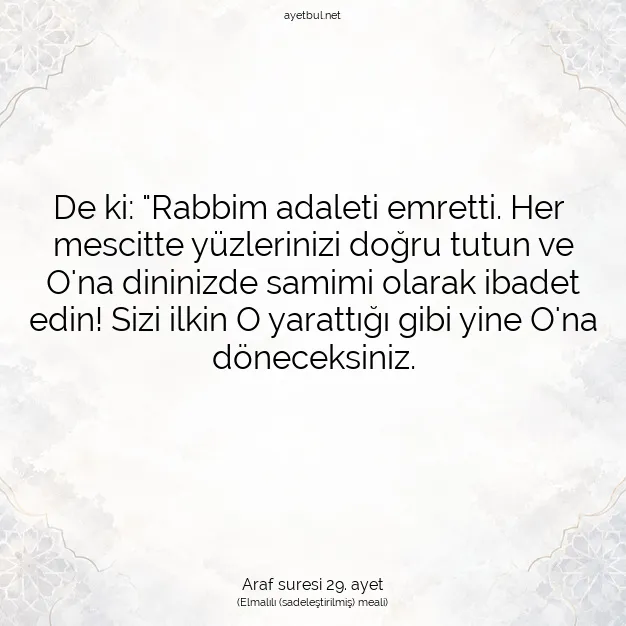 Ayetbul | Kuran Mealleri | Quran | Araf suresi 29. ayet