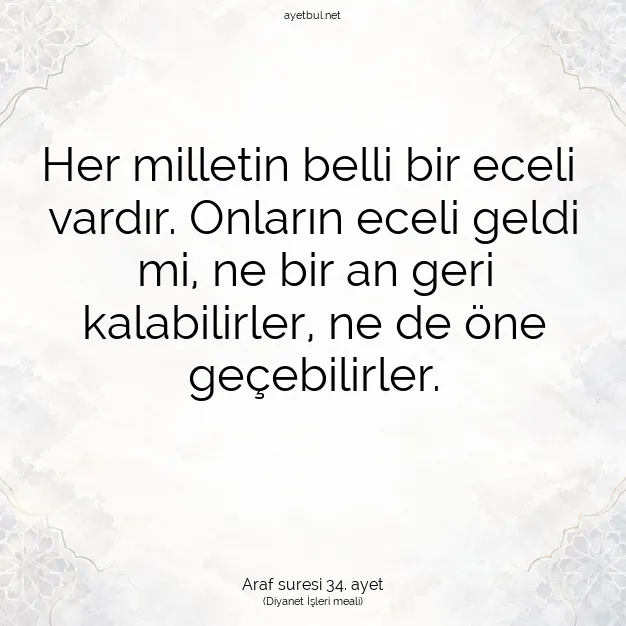 Ayetbul | Kuran Mealleri | Quran | Araf suresi 34. ayet