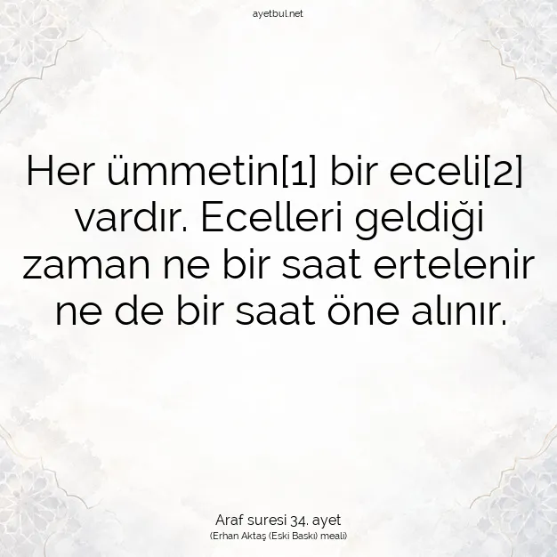 Ayetbul | Kuran Mealleri | Quran | Araf suresi 34. ayet