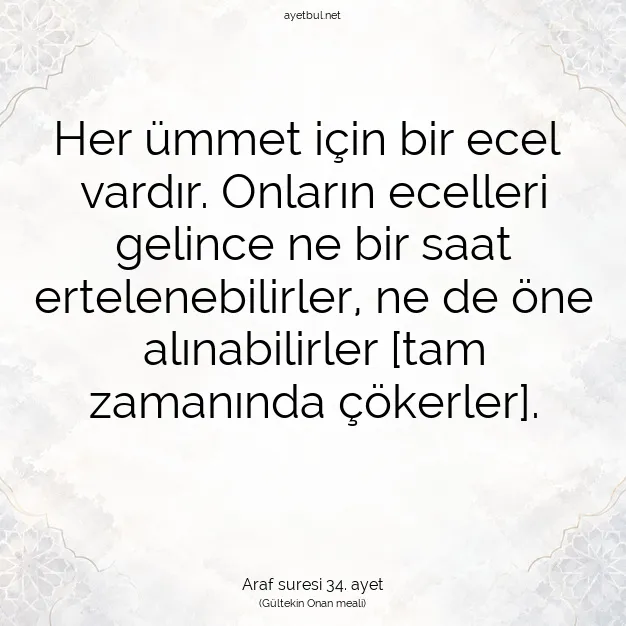 Ayetbul | Kuran Mealleri | Quran | Araf suresi 34. ayet