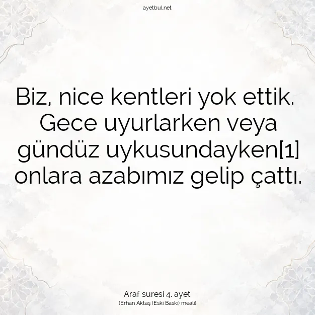 Ayetbul | Kuran Mealleri | Quran | Araf suresi 4. ayet