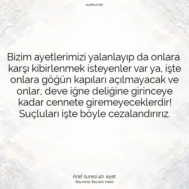 Ayetbul | Kuran Mealleri | Quran | Araf suresi 40. ayet