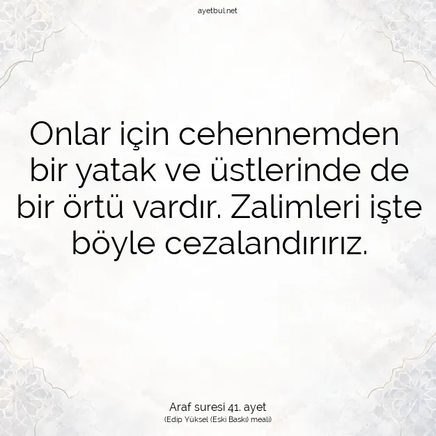 Ayetbul | Kuran Mealleri | Quran | Araf suresi 41. ayet