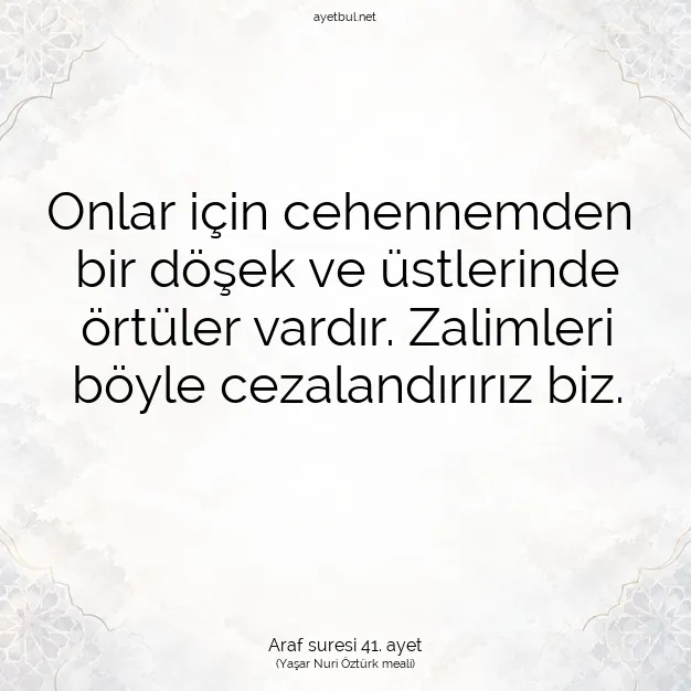 Ayetbul | Kuran Mealleri | Quran | Araf suresi 41. ayet