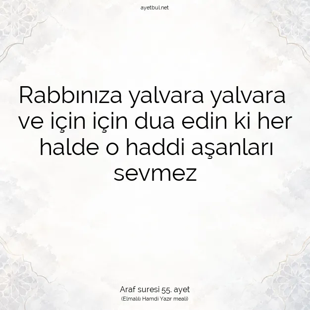 Ayetbul | Kuran Mealleri | Quran | Araf suresi 55. ayet