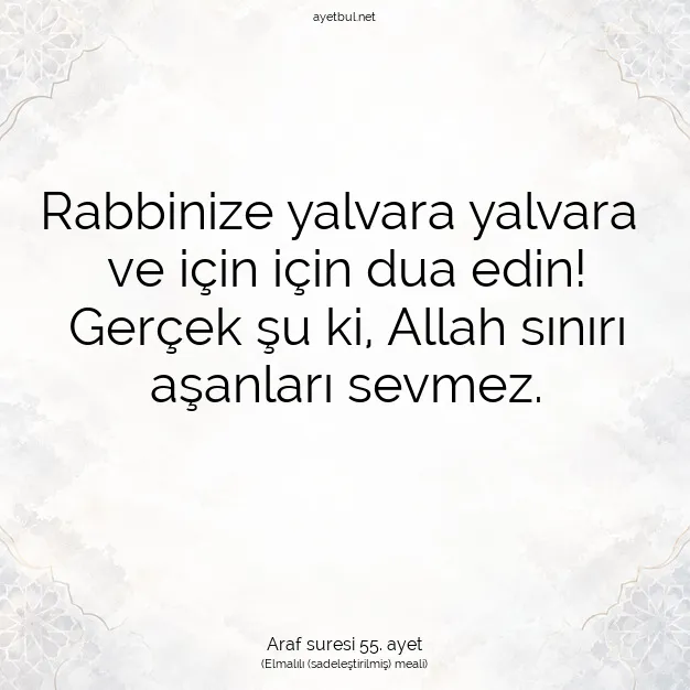 Ayetbul | Kuran Mealleri | Quran | Araf suresi 55. ayet