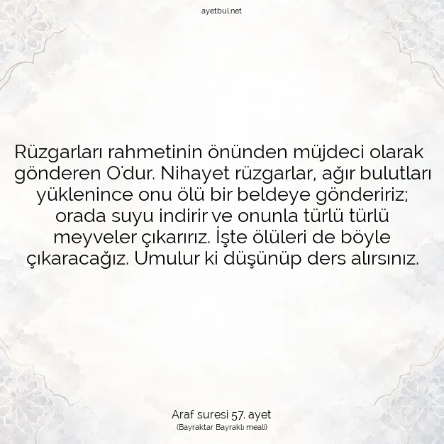 Ayetbul | Kuran Mealleri | Quran | Araf suresi 57. ayet