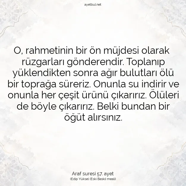 Ayetbul | Kuran Mealleri | Quran | Araf suresi 57. ayet