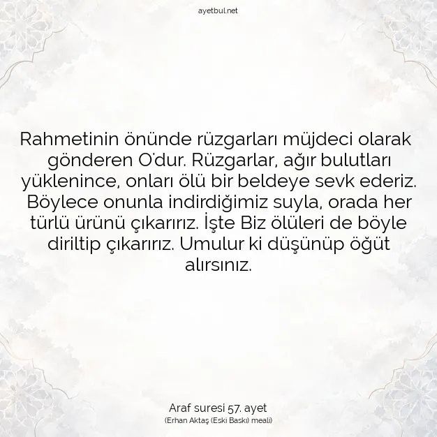 Ayetbul | Kuran Mealleri | Quran | Araf suresi 57. ayet