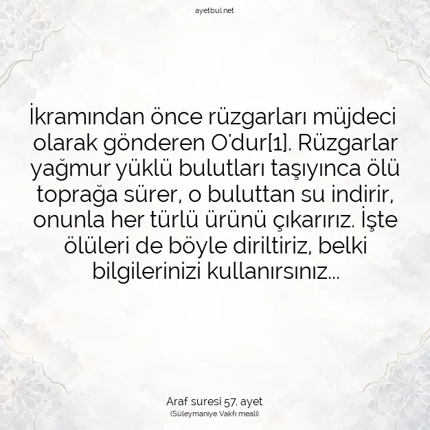 Ayetbul | Kuran Mealleri | Quran | Araf suresi 57. ayet