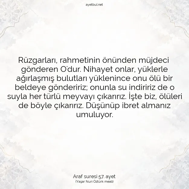 Ayetbul | Kuran Mealleri | Quran | Araf suresi 57. ayet