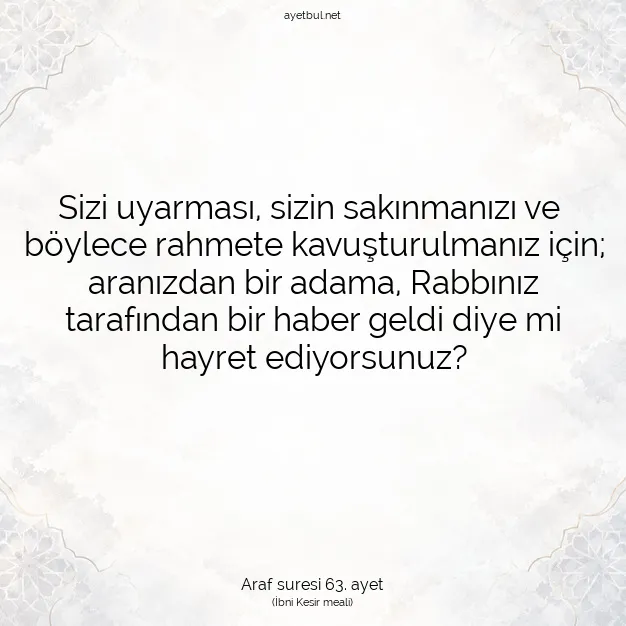 Ayetbul | Kuran Mealleri | Quran | Araf suresi 63. ayet