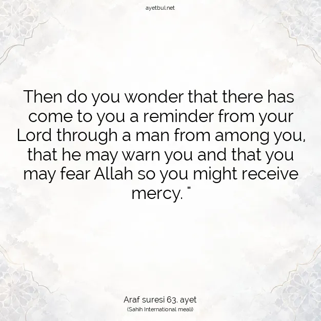Ayetbul | Kuran Mealleri | Quran | Araf suresi 63. ayet