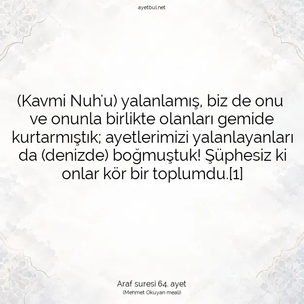 Ayetbul | Kuran Mealleri | Quran | Araf suresi 64. ayet