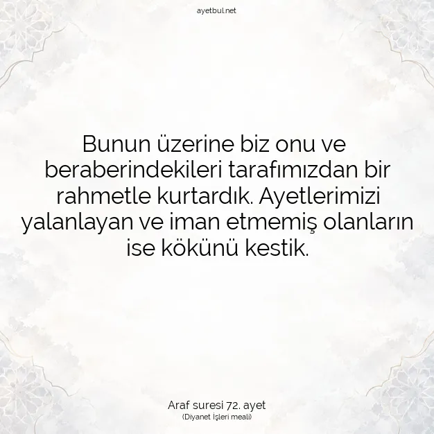 Ayetbul | Kuran Mealleri | Quran | Araf suresi 72. ayet