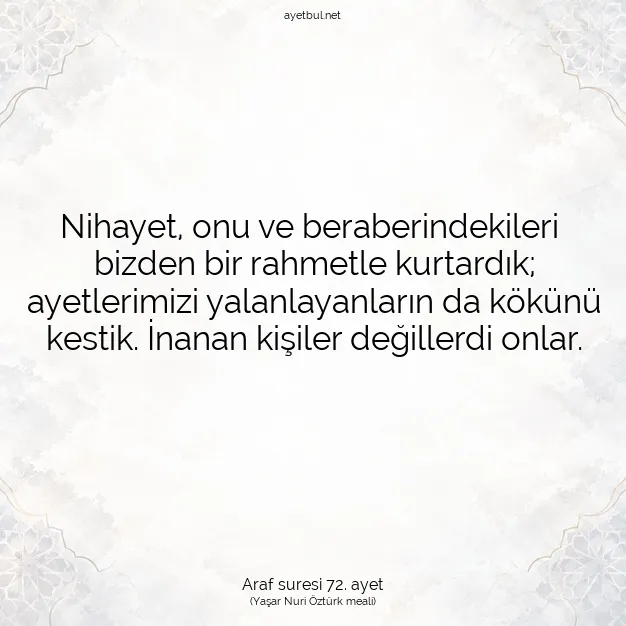 Ayetbul | Kuran Mealleri | Quran | Araf suresi 72. ayet