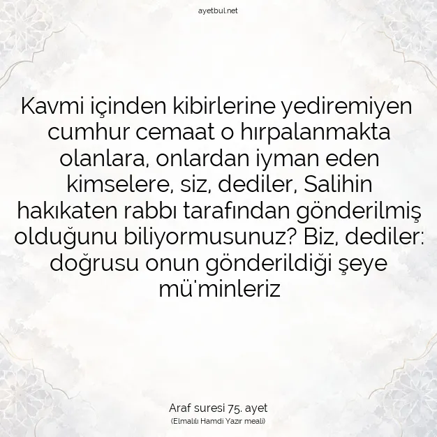 Ayetbul | Kuran Mealleri | Quran | Araf suresi 75. ayet