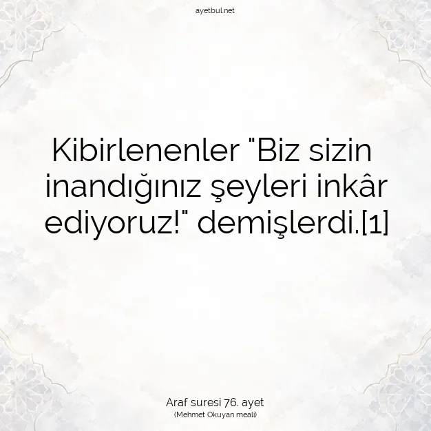 Ayetbul | Kuran Mealleri | Quran | Araf suresi 76. ayet