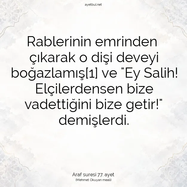 Ayetbul | Kuran Mealleri | Quran | Araf suresi 77. ayet