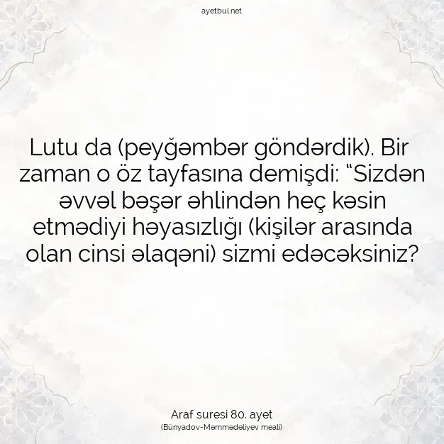 Ayetbul | Kuran Mealleri | Quran | Araf suresi 80. ayet