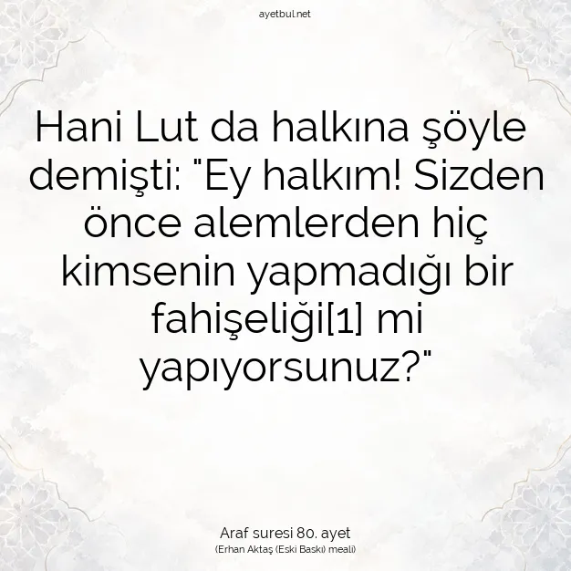 Ayetbul | Kuran Mealleri | Quran | Araf suresi 80. ayet