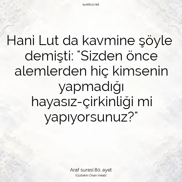 Ayetbul | Kuran Mealleri | Quran | Araf suresi 80. ayet