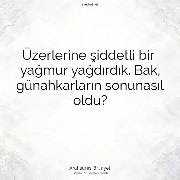 Ayetbul | Kuran Mealleri | Quran | Araf suresi 84. ayet