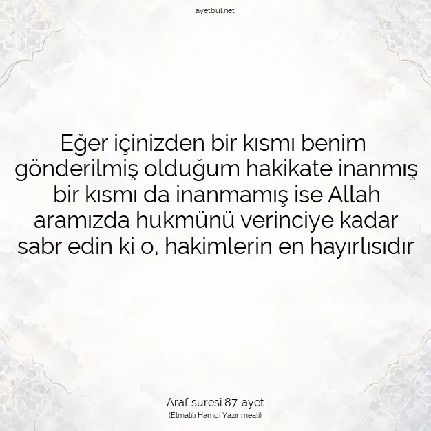 Ayetbul | Kuran Mealleri | Quran | Araf suresi 87. ayet