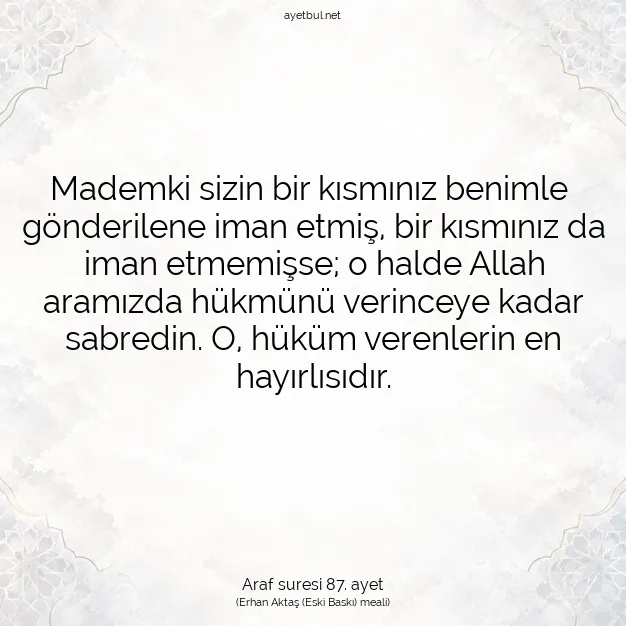 Ayetbul | Kuran Mealleri | Quran | Araf suresi 87. ayet