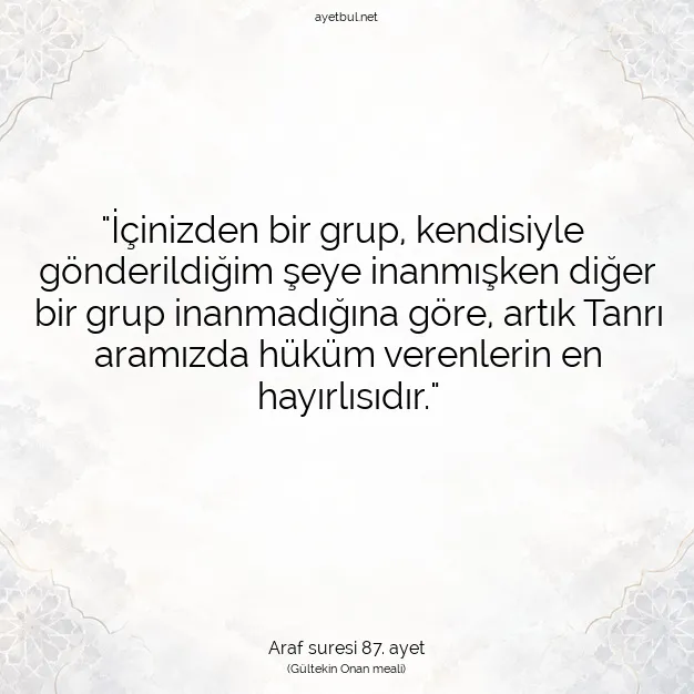 Ayetbul | Kuran Mealleri | Quran | Araf suresi 87. ayet