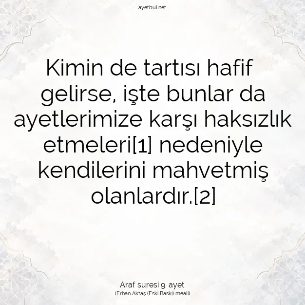 Ayetbul | Kuran Mealleri | Quran | Araf suresi 9. ayet