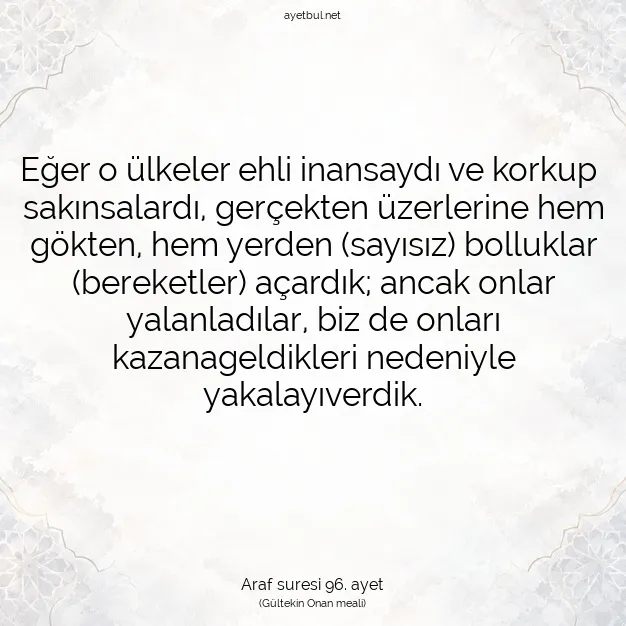 Ayetbul | Kuran Mealleri | Quran | Araf suresi 96. ayet