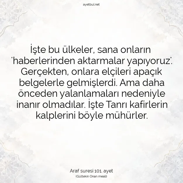 Ayetbul | Kuran Mealleri | Quran | Araf suresi 101. ayet