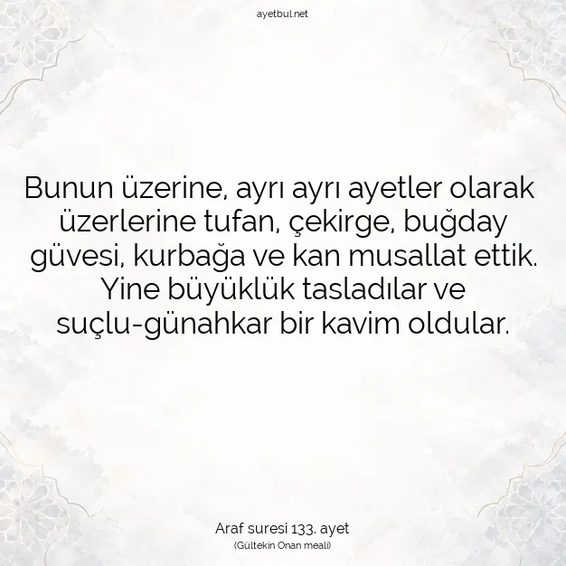 Ayetbul | Kuran Mealleri | Quran | Araf suresi 133. ayet
