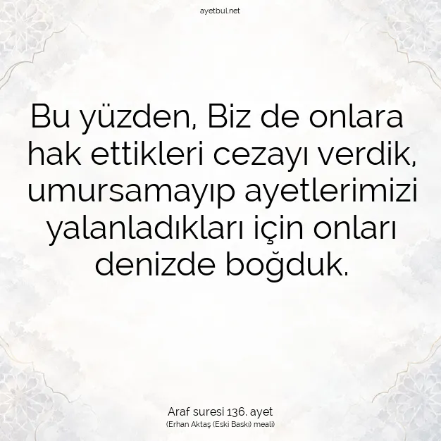 Ayetbul | Kuran Mealleri | Quran | Araf suresi 136. ayet