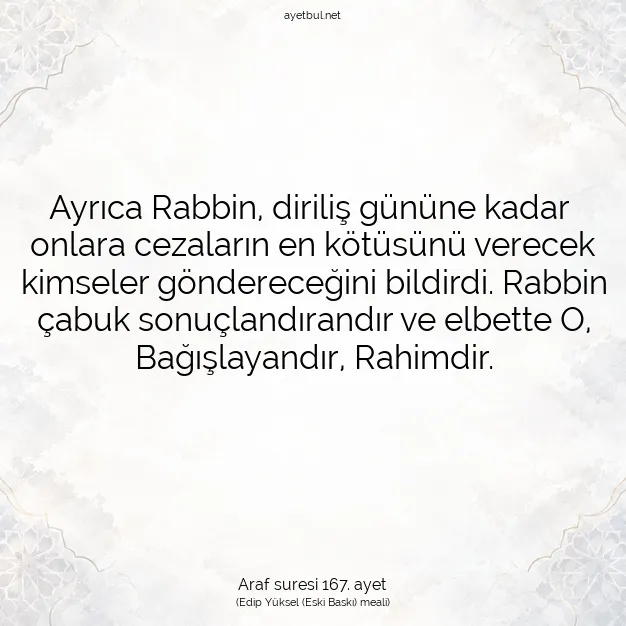 Ayetbul | Kuran Mealleri | Quran | Araf suresi 167. ayet