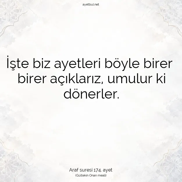 Ayetbul | Kuran Mealleri | Quran | Araf suresi 174. ayet