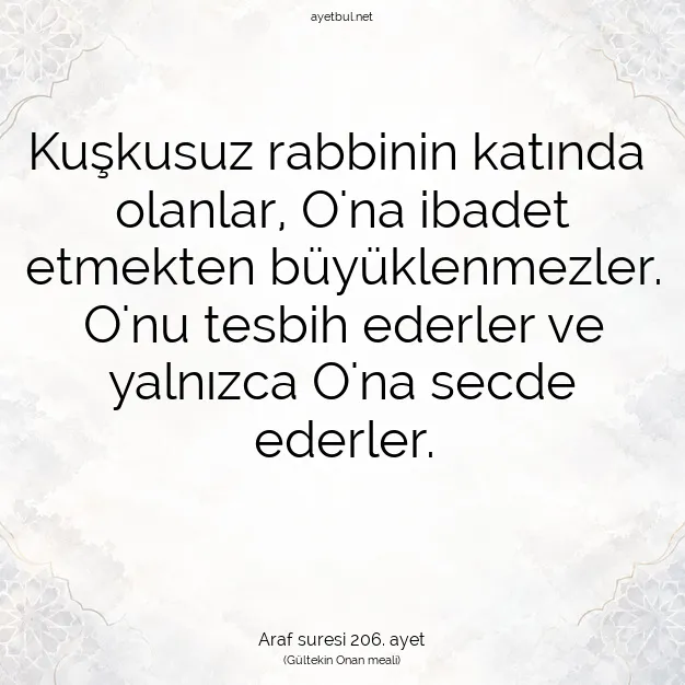Ayetbul | Kuran Mealleri | Quran | Araf suresi 206. ayet