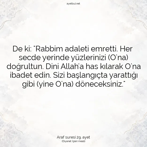 Ayetbul | Kuran Mealleri | Quran | Araf suresi 29. ayet