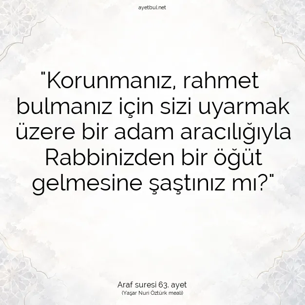 Ayetbul | Kuran Mealleri | Quran | Araf suresi 63. ayet