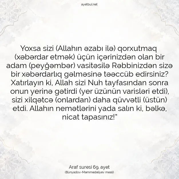 Ayetbul | Kuran Mealleri | Quran | Araf suresi 69. ayet