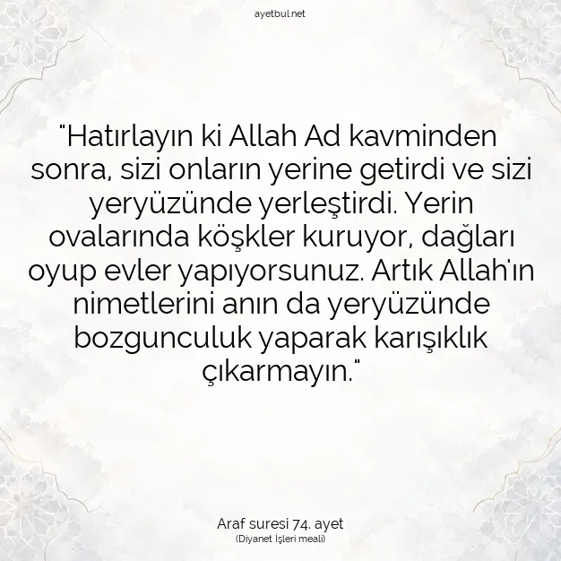 Ayetbul | Kuran Mealleri | Quran | Araf suresi 74. ayet