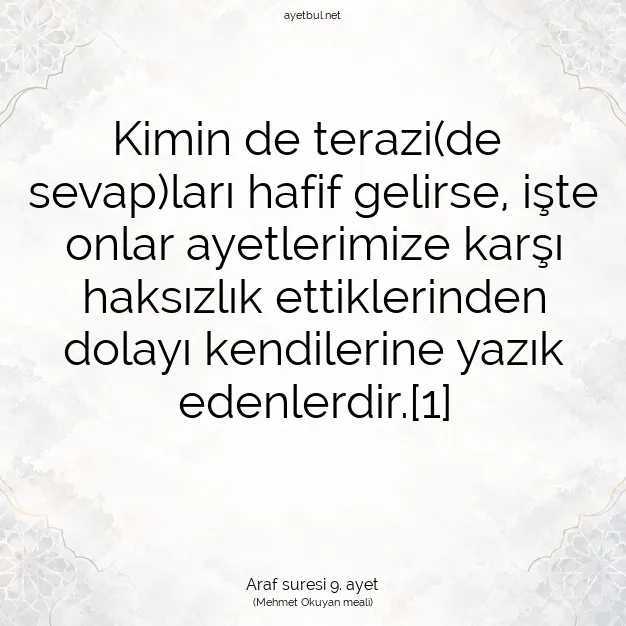 Ayetbul | Kuran Mealleri | Quran | Araf suresi 9. ayet