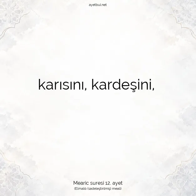 Ayetbul | Kuran Mealleri | Quran | Mearic suresi 12. ayet