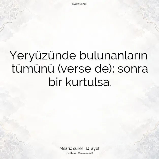 Ayetbul | Kuran Mealleri | Quran | Mearic suresi 14. ayet