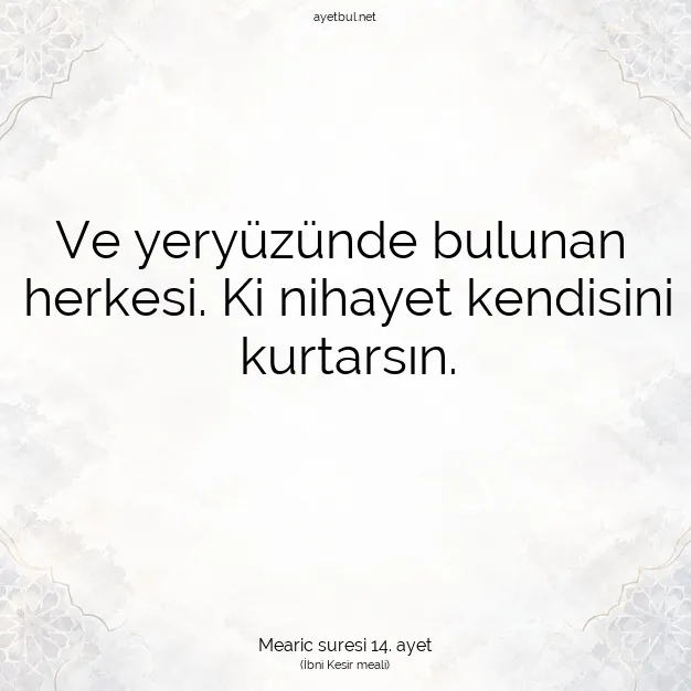 Ayetbul | Kuran Mealleri | Quran | Mearic suresi 14. ayet
